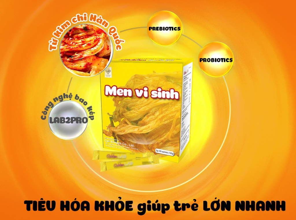 Men vi sinh chứa Probiotics và Prebiotics chiết xuất từ kim chi Hàn Quốc với công nghệ bao kép Lab2pro Men vi sinh chứa Probiotics và Prebiotics chiết xuất từ kim chi Hàn Quốc với công nghệ bao kép Lab2pro