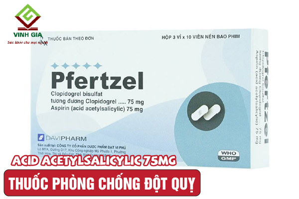Thuốc dự phòng đột quỵ Acid acetylsalicylic 75mg Thuốc dự phòng đột quỵ Acid acetylsalicylic 75mg