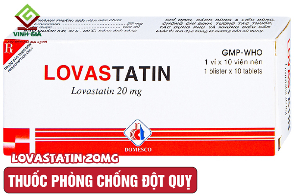 Thuốc làm giảm các triệu chứng đột quỵ Lovastatin 20mg