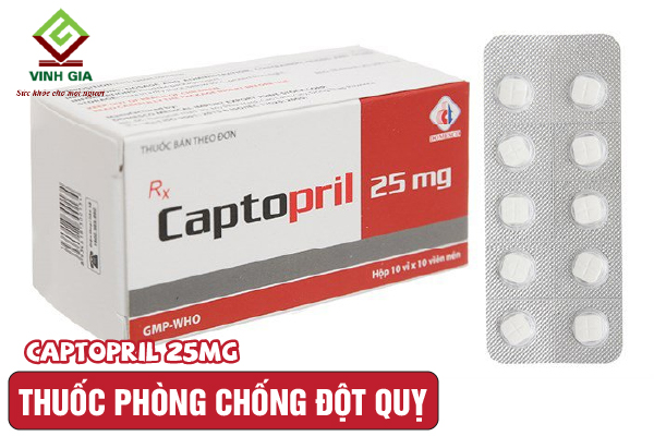 Thuốc ngăn ngừa đột quỵ Captopril 25mg Thuốc ngăn ngừa đột quỵ Captopril 25mg