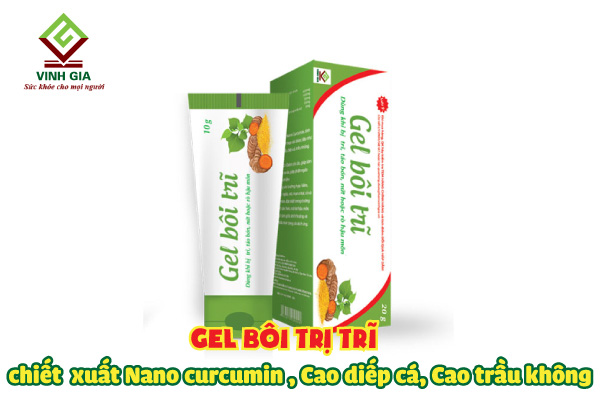 Gel bôi trị trĩ chiết xuất Nano curcumin (nghệ nano), Cao diếp cá, Cao trầu không Gel bôi trị trĩ chiết xuất Nano curcumin (nghệ nano), Cao diếp cá, Cao trầu không