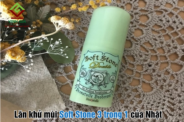 Sáp lăn khử mùi Soft Stone 3 trong 1 màu xanh ngọc nổi tiếng tại Nhật