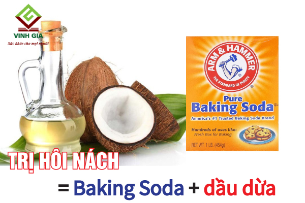 Bộ đôi dầu dừa cùng baking soda khử mùi hôi và chống thâm nách hiệu quả