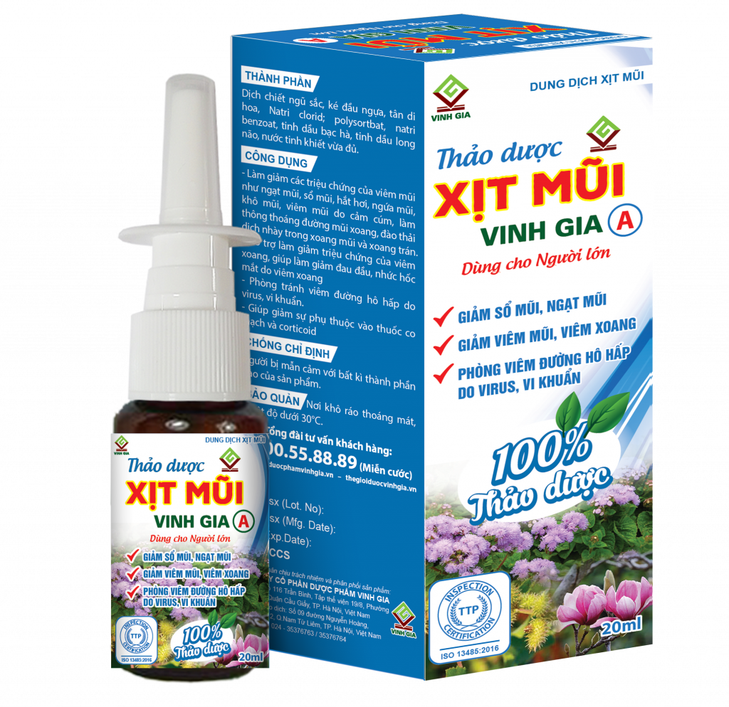 Thảo dược xịt mũi Vinh Gia A 20 ml (dùng cho Người lớn)