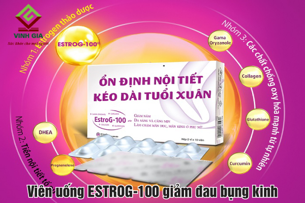 Dùng viên uống nội tiết tố thảo dược chứa EstroG-100 để giảm đau bụng kinh Dùng viên uống nội tiết tố thảo dược chứa EstroG-100 để giảm đau bụng kinh