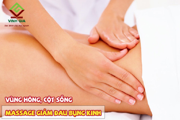 Massage giảm đau bụng kinh với vùng hông và cột sống