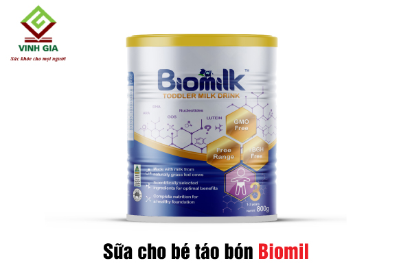 Sữa Biomil của Bỉ nổi tiếng là sữa dành riêng cho trẻ bị táo bón