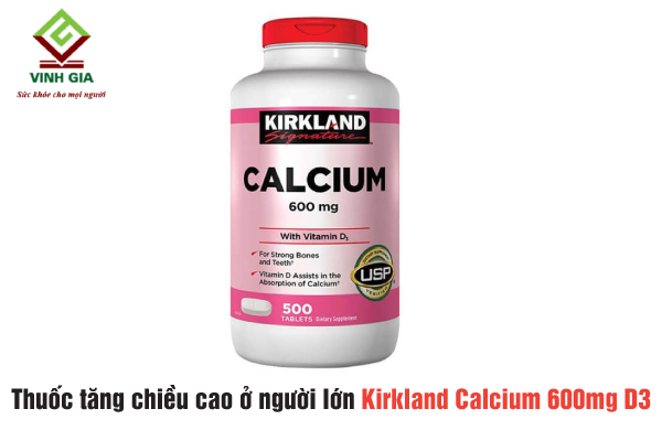 Viên uống hỗ trợ tăng chiều cao ở người lớn Kirkland Calcium 600mg D3