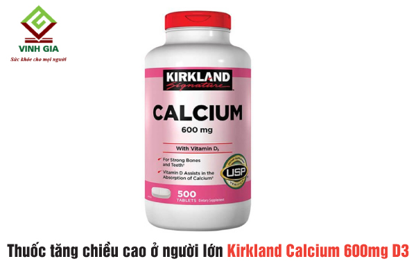 Viên uống hỗ trợ tăng chiều cao ở người lớn Kirkland Calcium 600mg D3 Viên uống hỗ trợ tăng chiều cao ở người lớn Kirkland Calcium 600mg D3