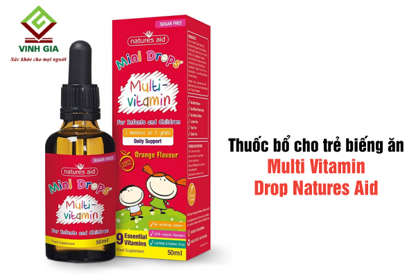 Multi Vitamin Drop Natures Aid dành cho trẻ biếng ăn suy dinh dưỡng