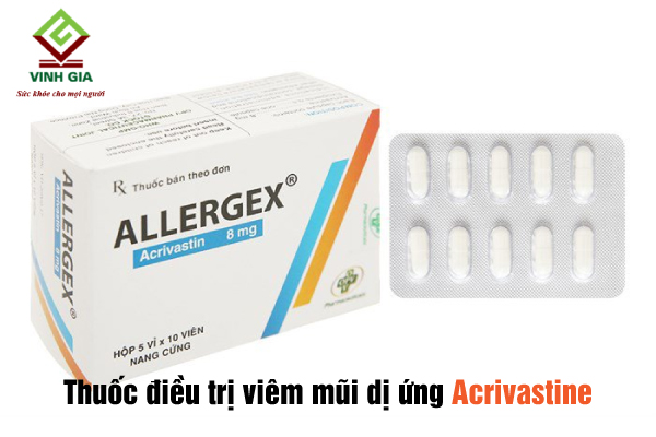 Viêm mũi dị ứng nên uống thuốc gì? Acrivastine 8mg Viêm mũi dị ứng nên uống thuốc gì? Acrivastine 8mg