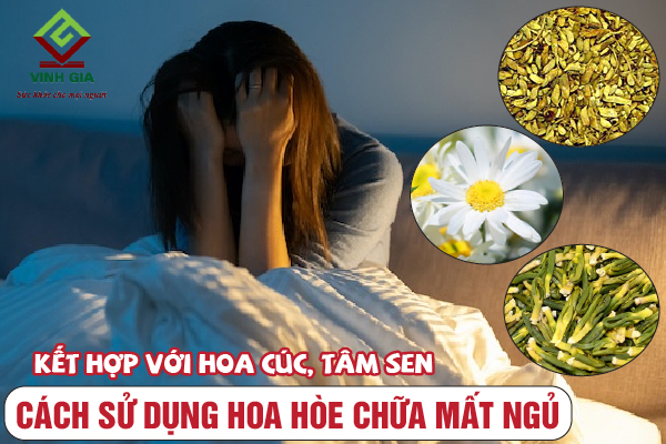 Sử dụng trà nụ hoa hòe cùng với hoa cúc và tâm sen cải thiện chứng mất ngủ