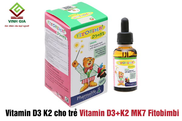 Vitamin D3+K2 MK7 Fitobimbi cho trẻ hỗ trợ xương, răng chắc khỏe Vitamin D3+K2 MK7 Fitobimbi cho trẻ hỗ trợ xương, răng chắc khỏe