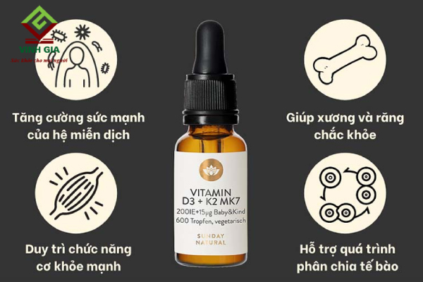 Vitamin k2 mk7 cho bé là loại Vitamin D3 + K2 MK7 Sunday Natural Vitamin k2 mk7 cho bé là loại Vitamin D3 + K2 MK7 Sunday Natural