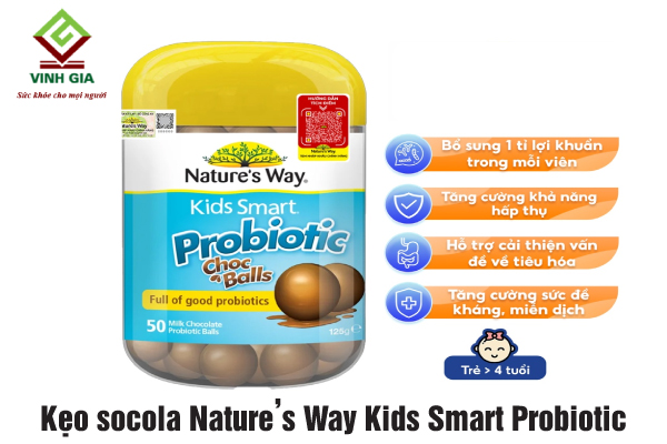 Sản phẩm kẹo socola Nature’s Way Kids Smart Probiotic cho trẻ biếng ăn