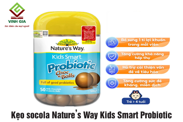 Sản phẩm kẹo socola Nature’s Way Kids Smart Probiotic cho trẻ biếng ăn Sản phẩm kẹo socola Nature’s Way Kids Smart Probiotic cho trẻ biếng ăn