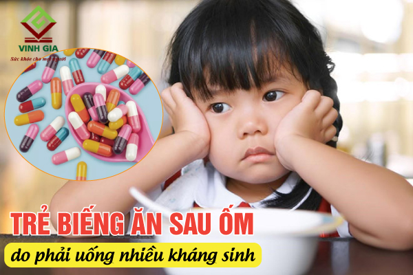 Trẻ phải uống nhiều kháng sinh trị bệnh nên dễ biếng ăn sau khi khỏi ốm